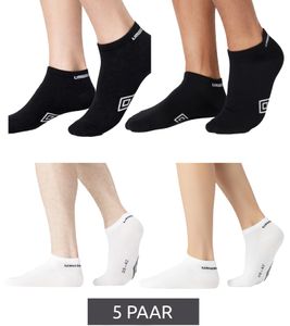 5 Pairs of Umbro Men's and Women's Sport Socks, Sneaker Socks, Oeko-Tex Standard 100 Certified, in Black or White