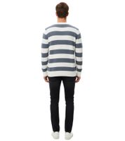 Stylish ESPRIT Men's Striped Knit Sweater, Crew Neck, Cotton Pullover, Blue/White