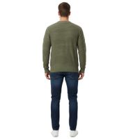 Stylish ESPRIT Men's Knit Sweater with Wave Pattern, Crew Neck, Cotton Sweater, Olive Green