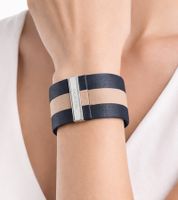 Exklusives Calvin Klein Damen Echtleder-Armband mit breitem Kontraststreifen Arm-Schmuck Größe XS 15cm KJ9KAB0902 Anthrazit/Beige