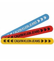 3er Pack Calvin Klein Unisex Slap-Armbänder mit "CALVIN KLEIN JEANS"-Logo Arm-Schmuck 20 cm KJJLDB860100 Rot/Gelb/Blau