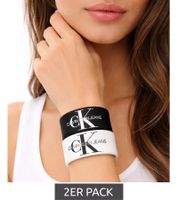 2er Pack Calvin Klein Slap-Armbänder mit "Calvin Klein Jeans"-Logo Arm-Schmuck 20,5 cm KJJLBB850200 Schwarz/Weiß