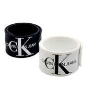 2er Pack Calvin Klein Slap-Armbänder mit "Calvin Klein Jeans"-Logo Arm-Schmuck 20,5 cm KJJLBB850200 Schwarz/Weiß