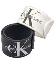 2er Pack Calvin Klein Slap-Armbänder mit "Calvin Klein Jeans"-Logo Arm-Schmuck 20,5 cm KJJLBB850200 Schwarz/Weiß