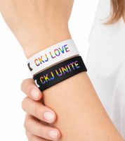 2er Pack Calvin Klein Slap-Armbänder mit "CKJ Unite" & "CKJ Love"-Schriftzug Arm-Schmuck 20,5 cm KJJLDB850300 Schwarz/Weiß