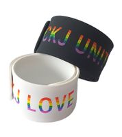 2er Pack Calvin Klein Slap-Armbänder mit "CKJ Unite" & "CKJ Love"-Schriftzug Arm-Schmuck 20,5 cm KJJLDB850300 Schwarz/Weiß