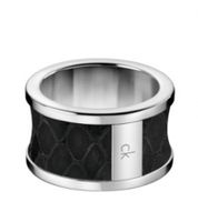 Calvin Klein Spellbound Damen Ring Edelstahl-Ring im breiten Design Finger-Ring KJ0DBR090208 Silber/Schwarz