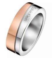 Anillo de diseño Calvin Klein para mujer, de acero inoxidable, de la colección Hook, talla 5, KJ06PR200105, plata/oro rosa