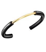 Moderner Calvin Klein Damen Armreif schwarzes Armband mit goldfarbenem Mittelsteg Arm-Schmuck KJ5FBF2001 Schwarz/Gold