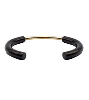 Moderner Calvin Klein Damen Armreif schwarzes Armband mit goldfarbenem Mittelsteg Arm-Schmuck KJ5FBF2001 Schwarz/Gold