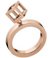 Anillo atemporal de Calvin Klein para mujer con colgante de cubo, anillo de acero inoxidable, KJ3HPR10010, oro rosa