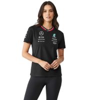 perforiertes Mercedes-Benz AMG Petronas F1 Driver Tee Damen T-Shirt mit Team- und Sponsoren-Logos Motorsport-Shirt 701227951 002 Schwarz