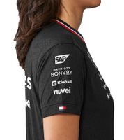 perforiertes Mercedes-Benz AMG Petronas F1 Driver Tee Damen T-Shirt mit Team- und Sponsoren-Logos Motorsport-Shirt 701227951 002 Schwarz