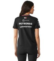 perforiertes Mercedes-Benz AMG Petronas F1 Driver Tee Damen T-Shirt mit Team- und Sponsoren-Logos Motorsport-Shirt 701227951 002 Schwarz