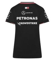 perforiertes Mercedes-Benz AMG Petronas F1 Driver Tee Damen T-Shirt mit Team- und Sponsoren-Logos Motorsport-Shirt 701227951 002 Schwarz