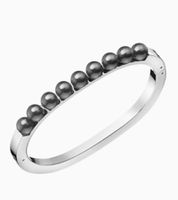 Pulsera moderna de Calvin Klein para mujer con perlas, pulsera de acero inoxidable, joya para el brazo, talla XS, KJAKMD0401, color plata