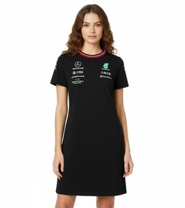 sportliches Mercedes-Benz AMG Petronas Damen Kleid mit Team- und Sponsoren-Logos Baumwoll-Kleid 701227958 001 Schwarz