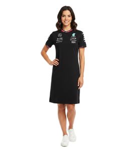 Robe sportive Mercedes-Benz AMG Petronas pour femme, ornée des logos de l'écurie et des sponsors, en coton noir (réf. 701227958 001)