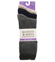 3 pares de calcetines SCOTCH & SODA para hombre, calcetines casuales Amsterdam Rayon Blend SS43492-030, gris/azul marino/beige