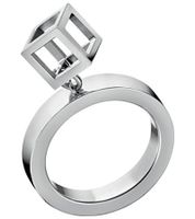 Anello da donna Calvin Klein Timeless con ciondolo a cubo, in acciaio inossidabile, taglia 6, KJ3HMR00010, argento