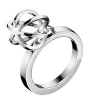 Anillo atemporal de Calvin Klein para mujer con colgante de bola, anillo de acero inoxidable, anillo de dedo KJ4XMR00020, plata