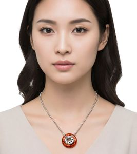 Urbane Calvin Klein Spin Damen Halskette mit Rad-Anhänger Mode-Schmuck Hals-Kette KJJASN090100 Silber/Rot