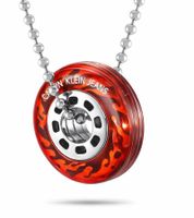 Urbane Calvin Klein Spin Damen Halskette mit Rad-Anhänger Mode-Schmuck Hals-Kette KJJASN090100 Silber/Rot