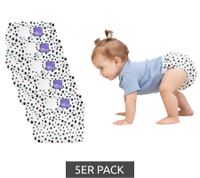 5er Pack Bambino Mio Baby Klein-Kinder nachhaltige Stoff-Windel gepunktete All-in-One Pampers Einheitsgröße 3-15 kg Sparpack Weiß