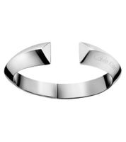 Impresionante brazalete de acero inoxidable para mujer de Calvin Klein con líneas arquitectónicas, talla XS, KJ4TMD0001, plateado