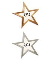 2er Pack Calvin Klein Anstecknadeln im Sternen-Design Edelstahl-Pins-Up Emaille-Broschen KJJNDH200200 Silber/Gold/Weiß
