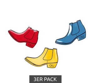 3er Pack Calvin Klein Unisex Anstecknadeln im Boots-Design Edelstahl-Pins-Up Emaille-Broschen KJJNDH300400 Gelb/Rot/Blau