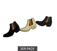 3er Pack Calvin Klein Pride Unisex Anstecknadeln im Boots-Design Edelstahl-Pins-Up Emaille-Broschen KJJNDH300300 Beige/Schwarz