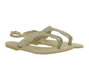 Summer Women's Thong Sandals in a Woven Look, Summer Shoes, Flip-Flops 909051 Gold/Beige