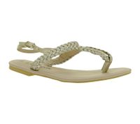 Summer Women's Thong Sandals in a Woven Look, Summer Shoes, Flip-Flops 909051 Gold/Beige