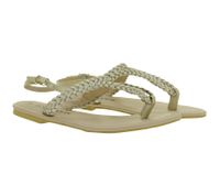 Summer Women's Thong Sandals in a Woven Look, Summer Shoes, Flip-Flops 909051 Gold/Beige