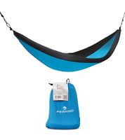 Platzsparende FERRINO Hammock Camping-Hängematte klein verpackbar Hängeliege 140x260cm Belastbar bis 110Kg Blau/Schwarz
