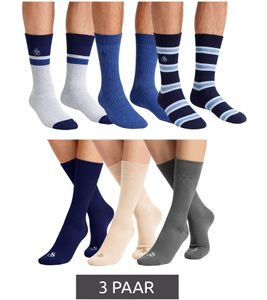 3 Paar SCOTCH & SODA Herren Crew-Socken Amsterdam Alltags-Strümpfe Einheitsgröße / 41-46 Cotton Blend in Grau/Navy/Blau oder Rayon Blend in Grau/Navy/Beige