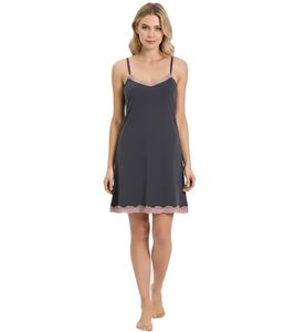 Nuisette décorative pour femme avec dentelle délicate et nœuds, en coton gris/rose (réf. 927280)