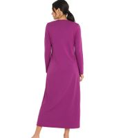 langes Damen Nacht-Kleid mit Schlitz Nachthemd mit Statement-Print Baumwoll-Kleid 933148 Violett