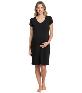 Pratica camicia da notte per allattamento/maternità/abbigliamento da notte premaman in cotone 943160 Nero
