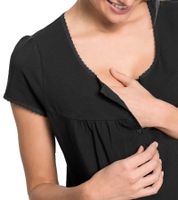 Pratica camicia da notte per allattamento/maternità/abbigliamento da notte premaman in cotone 943160 Nero