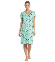Comfortable Women's Polka Dot Nightdress with V-Neck, Organic Cotton Dress 960539 Blue/Green