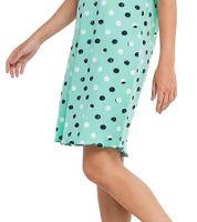 Comfortable Women's Polka Dot Nightdress with V-Neck, Organic Cotton Dress 960539 Blue/Green