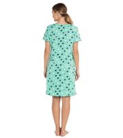 Comfortable Women's Polka Dot Nightdress with V-Neck, Organic Cotton Dress 960539 Blue/Green