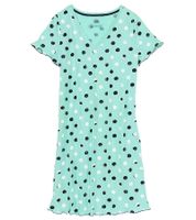Comfortable Women's Polka Dot Nightdress with V-Neck, Organic Cotton Dress 960539 Blue/Green