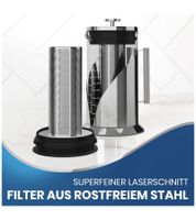 Cafe du Chateau Cold Brew Coffee Maker 1 Liter Iced Coffee Maker Filter Made of 304 Stainless Steel BPA-Free Coffee Machine Silver