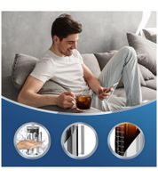 Cafe du Chateau Cold Brew Coffee Maker 1 Liter Iced Coffee Maker Filter Made of 304 Stainless Steel BPA-Free Coffee Machine Silver