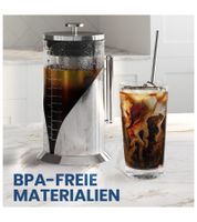 Cafe du Chateau Cold Brew Coffee Maker 1 Liter Iced Coffee Maker Filter Made of 304 Stainless Steel BPA-Free Coffee Machine Silver