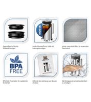 Cafe du Chateau Cold Brew Coffee Maker 1 Liter Iced Coffee Maker Filter Made of 304 Stainless Steel BPA-Free Coffee Machine Silver