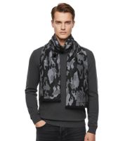 Elegante sciarpa Roberto Cavalli da uomo e da donna, realizzata in pura lana, disponibile nei colori nero/grigio, nero/rosso o grigio/nero